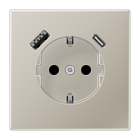 Lizdas p/t SCHUKO su USB A ir USB C 3A nerūdijančio plieno spalvos LS - JUNG