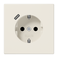 Lizdas p/t SCHUKO su USB C 2A/3A dramblio kaulo spalvos LS - JUNG
