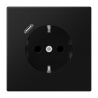 Lizdas p/t SCHUKO su USB C 2A/3A juodos matinės spalvos LS - JUNG