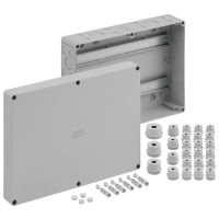 Dėžutė v/t [360x254x111] IP66/IP54 su DIN bėgeliu pilka be halogenų RK4/100-L - SPELSBERG