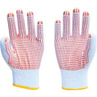 Pirštinės medvilninės/poliesterio su PVC žirneliais, oranžinės 10 dydis [pora] - SG LINE