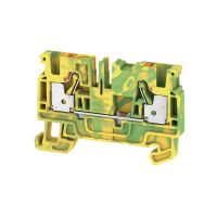 Gnybtas 4mm2 6.1mm 2 laidams geltonai žalias ant DIN bėgelio Push-in kontaktai A2C 4 PE - WEIDMULLER