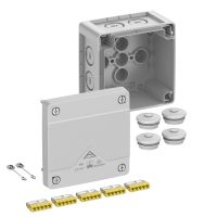 Dėžutė v/t [102x102x70] IP66/67/69 su gnybtais 5x0.5/2.5mm2 pilka be halogenų AboxPro040-2.5 - SPELSBERG