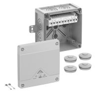 Dėžutė v/t [127x127x75] IP66/67/69 su gnybtais 5x6mm2 pilka be halogenų su tvirtinimo auselėmis AboxPro060AB-6 - SPELSBERG