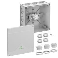 Dėžutė v/t [252x252x120] IP54/66 su DIN bėgeliu ir gnybtais 4x35mm2 pilka be halogenų AboxHA350 - SPELSBERG