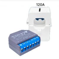 Relė išmanioji 2P 120A 110-240V AC ant DIN bėgelio su srovės transformatoriu 120A Wi-Fi Shelly EM + 120A - SHELLY