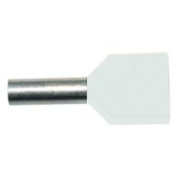 Antgalis dvigubas gilzinis izoliuotas 2x0.5mm2 Cu baltas L-8mm PAEH [500] - PROTEC