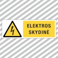 Ženklas užrašas ELEKTROS SKYDINĖ 100x300mm plastikas EL/19 - SAUGOS ŽENKLAI