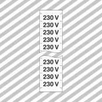 Ženklas užrašas 230V 12x35mm lipdukas OZ/03 [lapelis, pak. po 20 vnt.] - SAUGOS ŽENKLAI