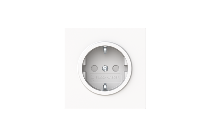 Lizdas p/t SCHUKO be rėmelio su apsauga nuo vaikų baltos matinės spalvos 16A 250V 20 EUCB-44M-500 Busch-Art Linear - ABB