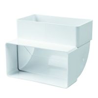 Alkūnė vertikali plokščiam ortakiui 100mm 90 laipsnių kampas baltas PFKB90S - PROTEC