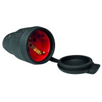 Lizdas SCHUKO a/k 3P 16A 250V AC su dangteliu guminis juodas IP44 PGKS44 - PROTEC