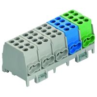 Gnybtas 25mm2 Cu/Al pilkas/mėlynas/žalias 10 prijungimai (5x25) PHLAK25-5/10-S - PROTEC