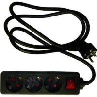 Ilgiklis 1.4m 3 lizdų su įžeminimu ir jungikliu juodas PTSD315-15 SW/KS/S - PROTEC