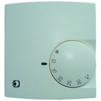 Reguliatorius v/t temperatūros patalpos +5...+30C 10A šildymui su įjungimo ir išjungimo jungikliu baltas matinis PRTR50 - PROTEC