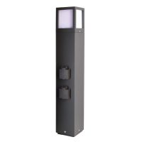 Stulpelis 1x20W E27 IP54 108x108mm H-650mm su lizdais 2x16A 3650W antracito spalvos FACADO SOCKET - DEKO LIGHT