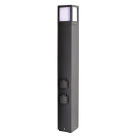 Stulpelis 1x20W E27 IP54 108x108mm H-1000mm su lizdais 2x16A 3650W antracito spalvos FACADO SOCKET - DEKO LIGHT