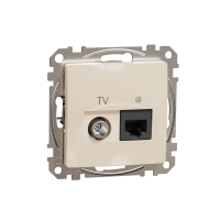 Lizdas kompiuterinis p/t dvigubas RJ45 Kat.6 UTP + TV be rėmelio dramblio kaulo spalvos SEDNA DESIGN - SCHNEIDER ELECTRIC