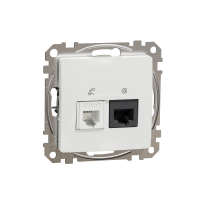 Lizdas kompiuterinis p/t dvigubas RJ45 Kat.5e UTP + RJ11 be rėmelio baltos spalvos SEDNA DESIGN - SCHNEIDER ELECTRIC