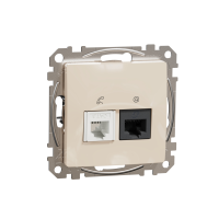 Lizdas kompiuterinis p/t dvigubas RJ45 Kat.5e UTP + RJ11 be rėmelio dramblio kaulo spalvos SEDNA DESIGN - SCHNEIDER ELECTRIC