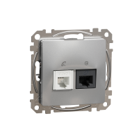 Lizdas kompiuterinis p/t dvigubas RJ45 Kat.5e UTP + RJ11 be rėmelio aliuminio spalvos SEDNA DESIGN - SCHNEIDER ELECTRIC