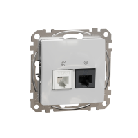 Lizdas kompiuterinis p/t dvigubas RJ45 Kat.6A UTP + RJ11 be rėmelio aliuminio spalvos SEDNA DESIGN - SCHNEIDER ELECTRIC