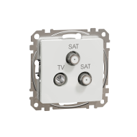 Lizdas p/t TV/SAT/SAT tarpinis be rėmelio varžtiniai kontaktai baltos spalvos 4dB SEDNA DESIGN - SCHNEIDER ELECTRIC