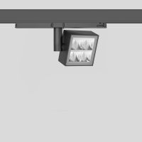 Prožektorius LED 25W IP20 3000K 1505lm į 3F bėgelį 95x95mm H-145mm 46/52 laipsnių asimetrinis dimeriuojamas juodos matinės spalvos DALI EUROSTANDARD-PLUS - BEGA