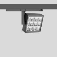 Prožektorius LED 36W IP20 3000K 2572lm į 3F bėgelį 130x130mm H-190mm 46/52 laipsnių asimetrinis dimeriuojamas juodos matinės spalvos DALI EUROSTANDARD-PLUS - BEGA