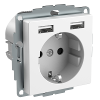 Exxact Schuko SO with charger white, WDE002179, WIRING DEVICES, EXXACT, ELECTROMECHANICAL INSERTS - SCHNEIDER ELECTRIC (pavadinimas tikslinamas)