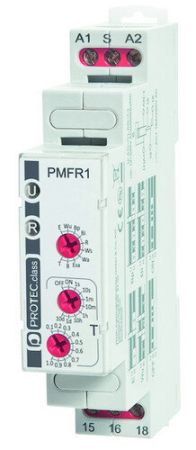 Relė laiko multifunkcinė modulinė 0.1s-10d 1co 12-240V AC/DC PMFR 1 - PROTEC