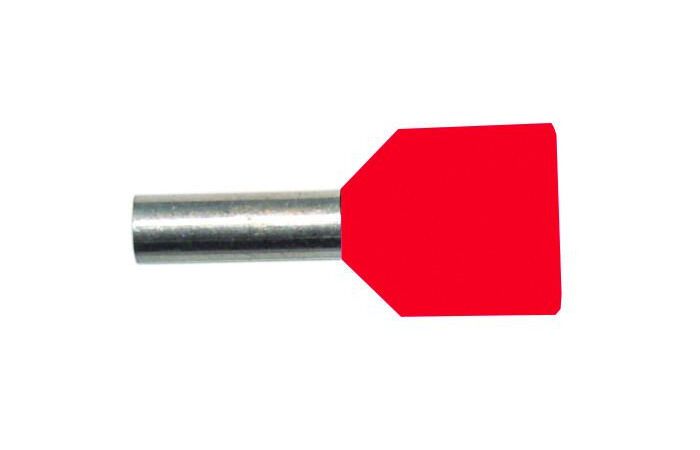 Antgalis dvigubas gilzinis izoliuotas 2x1.0mm2 Cu raudonas L-8mm PAEH [500] - PROTEC