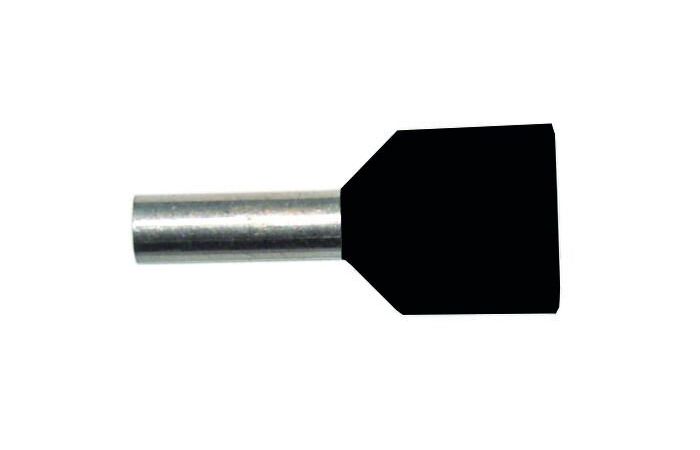 Antgalis dvigubas gilzinis izoliuotas 2x1.5mm2 Cu juodas L-8mm PAEH [500] - PROTEC