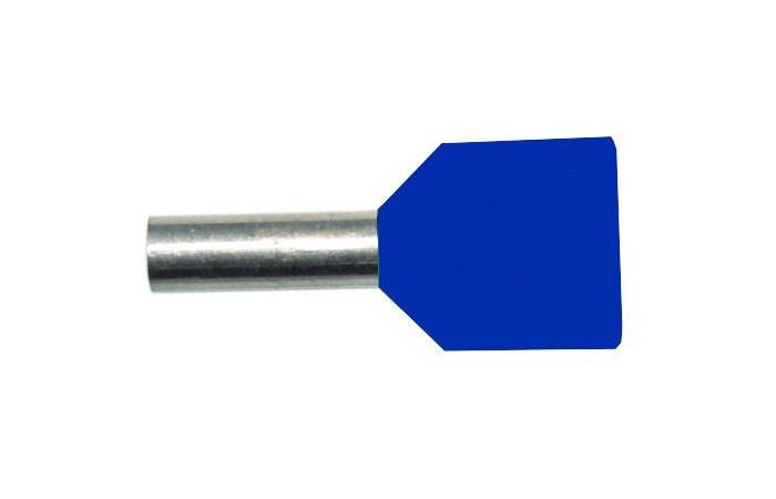 Antgalis dvigubas gilzinis izoliuotas 2x2.5mm2 Cu mėlynas L-10mm PAEH [500] - PROTEC