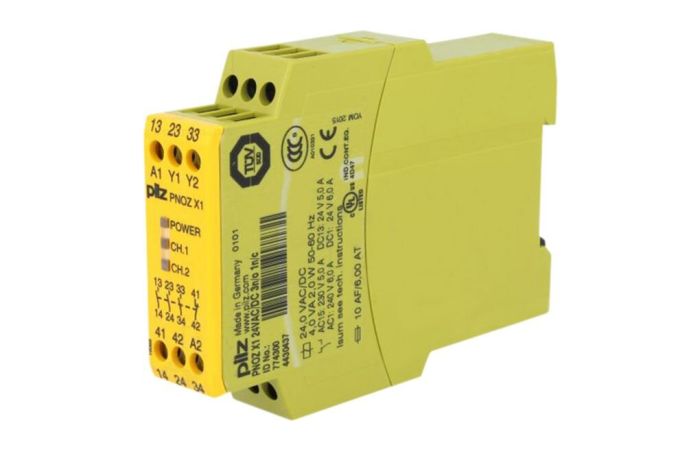Relė saugos 3no+1nc 24V AC/DC automatinis/rankinis paleidimas varžtiniai kontaktai PNOZ X1 - PILZ