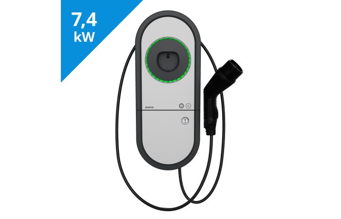Stotelė įkrovimo montuojama 7.4kW 32A T2 IP54 IK10 su kabeliu 5m RCBO 30mA RCMB 6mA DLM Bluetooth One Home - ENSTO