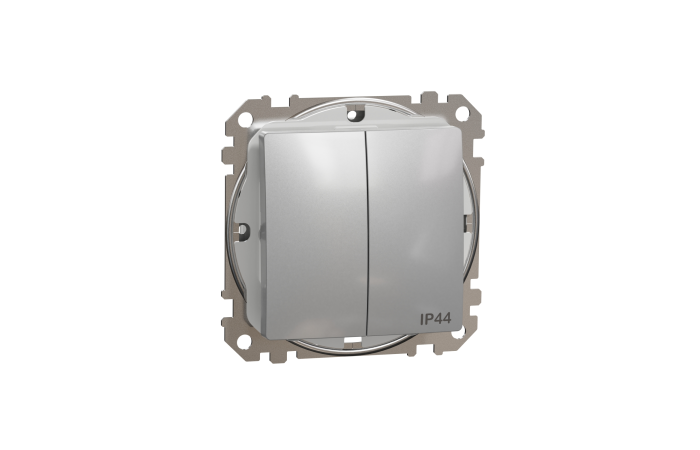 Jungiklis p/t dvigubas IP44 be rėmelio aliuminio spalvos 10A 250V SEDNA DESIGN - SCHNEIDER ELECTRIC