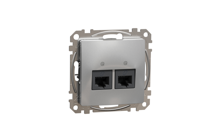 Lizdas kompiuterinis p/t dvigubas RJ45 Kat.6A UTP be rėmelio aliuminio spalvos SEDNA DESIGN - SCHNEIDER ELECTRIC