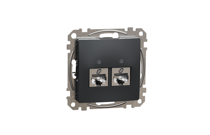 Lizdas kompiuterinis p/t dvigubas RJ45 Kat.6A STP be rėmelio antracito spalvos SEDNA DESIGN - SCHNEIDER ELECTRIC