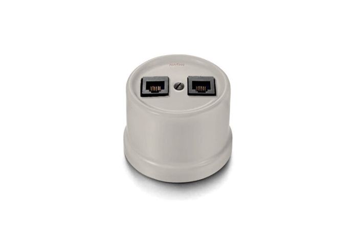 Lizdas kompiuterinis v/t dvigubas RJ45 Kat.6 UTP Cru porcelianas GARBY - FONTINI