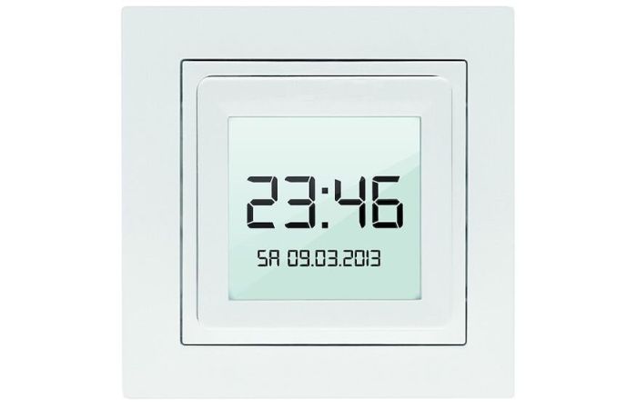 Jungiklis žaliuzių su astronomine laiko rėle p/t 5A 250V liečiamas ekranas baltas PRLATZSU - PROTEC