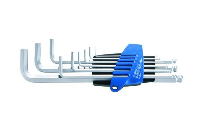 Rinkinys raktų šešiabriaunių (šešiakampių) su kūginėmis galvomis SW1.5-SW10 PKSS9 [rinkinyje 9 vnt.] - PROTEC