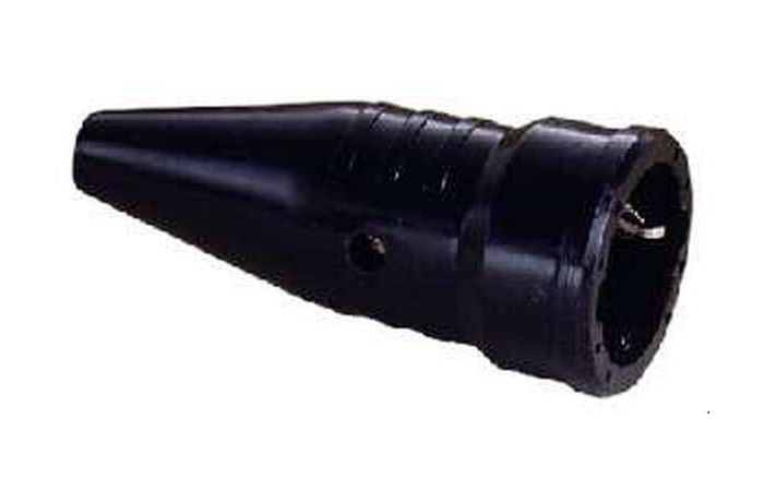 Lizdas a/k guminis su įžeminimu 16A 250V 3x2.5mm2 juodas IP20 PVGK - PROTEC