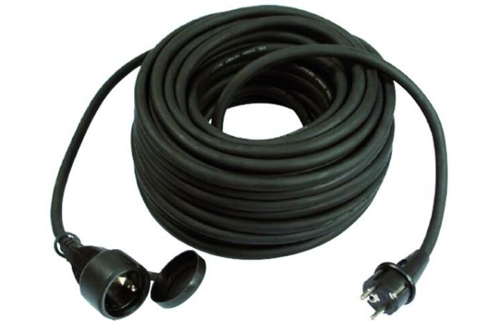 Ilgiklis 10m 1 lizdo H05RRF 3x1.5 IP44 guminis juodas PGVL 315-10S - PROTEC