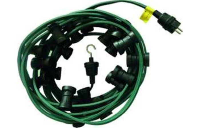 Girlianda 20m 20 lizdų E27 be lempučių IP44 žalias kabelis PILLULK2020 - PROTEC