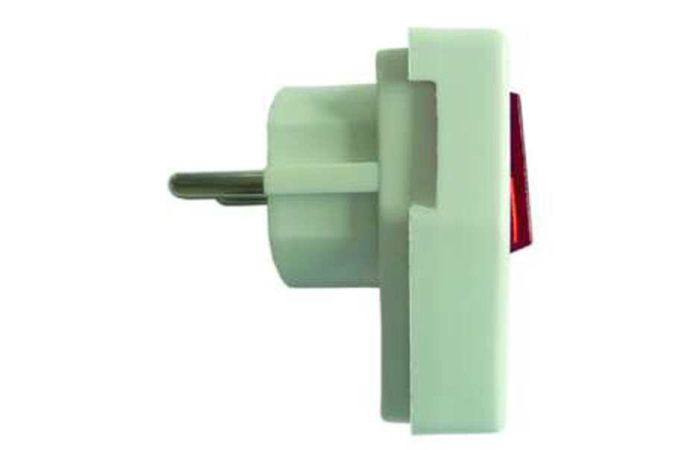 Kištukas a/k kampinis plastikinis su jungikliu 16A IP20 baltas SCHUKO PTSWSA - PROTEC