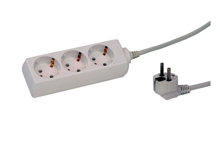 Ilgiklis 3m 3 lizdų su įžeminimu baltas - ACUMA