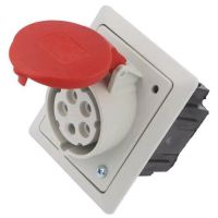 Lizdas CEE p/t 5P 16A 400V 6h IP44 su dėžute ir rėmeliu [80x97] - PCE