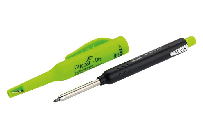 Markeris 1mm juodas grafitinis prailgintu galu žaliu korpusu - CIMCO