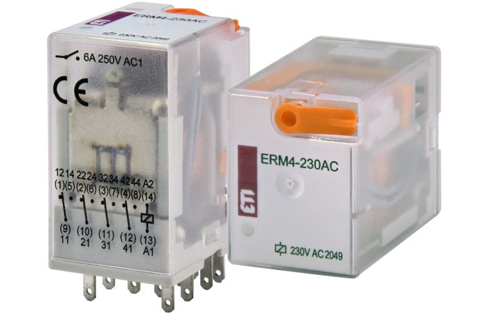 Relė tarpinė 4co 6A 230V AC ERM4-230ACL - ETI